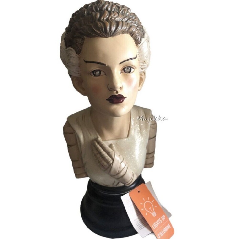 Bride of Frankenstein Bust Halloween Decor Light Up LED Red Eyes Horror Statute